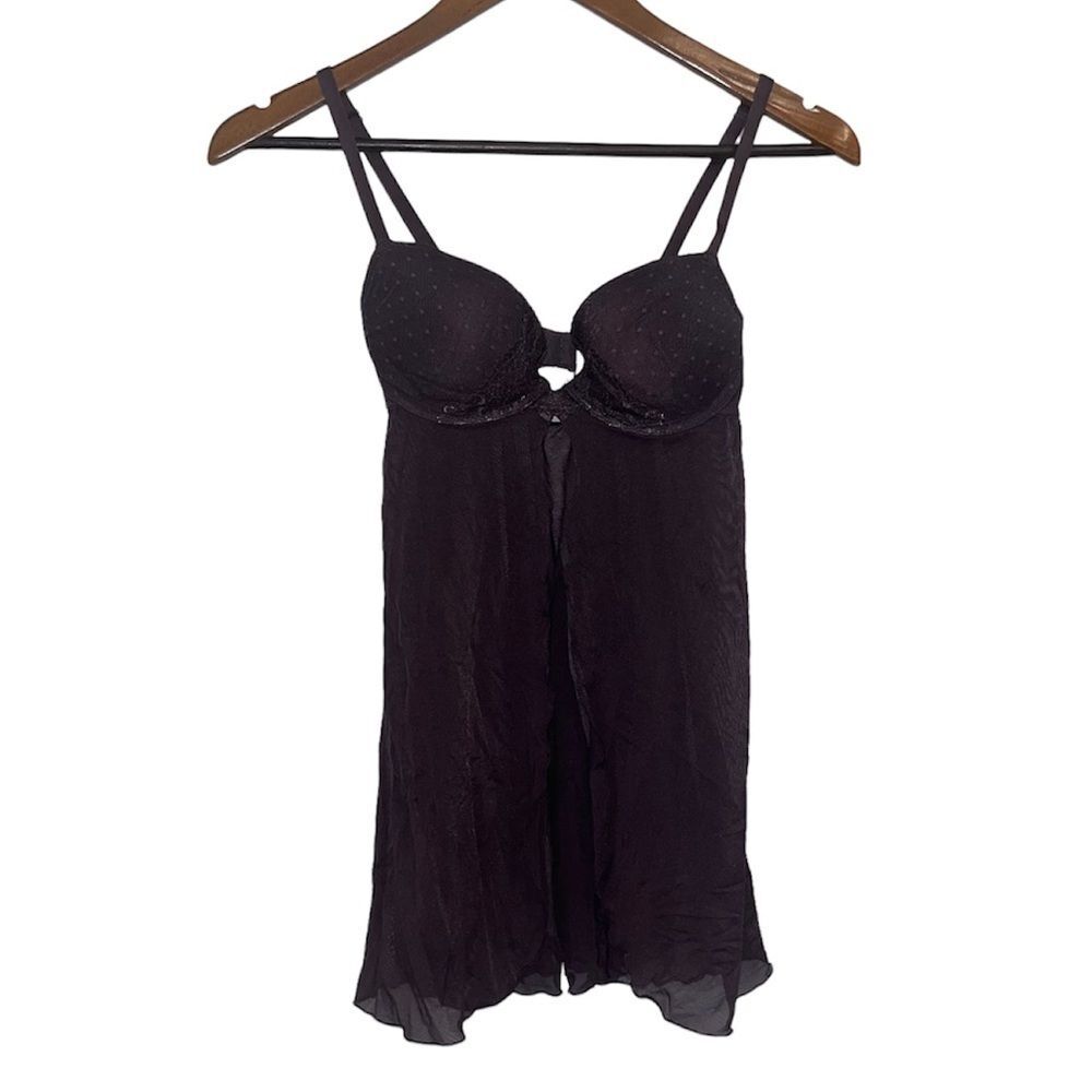 Gilligan & O'malley Dark Purple Eggplant Lace Lingerie Dress